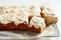 a loaf of cinnamon bread with frosting on top