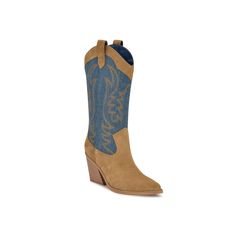 Update your wardrobe with these Nine West Keeks women's western boots. Click this FOOTWEAR GUIDE to find the perfect fit and more! FEATURES Stitching details Mid-calf height Block heel Pull-on for easy on and offDETAILS Polyurethane upper, lining, midsole and outsole Pointed toe Pull-on 2.4-in. heel 10.63-in. shaft 14.17-in. circumference Spot clean Imported Size: 6.5. Color: Caramel Suede Denim. Gender: female. Age Group: adult. Western Suede Mid-calf Boots For Rodeo, Blue Boots For Western-themed Fall Events, Western Style Mid-calf Boots For Rodeo In Winter, Western Style Mid-calf Boots For Winter Rodeo, Western Blue Heeled Boots With Round Toe, Western Heeled Boots For Winter Western-themed Events, Western Style Heeled Boots For Winter Events, Western-style Heeled Boots For Winter, Western-styled Heeled Boots For Winter Events