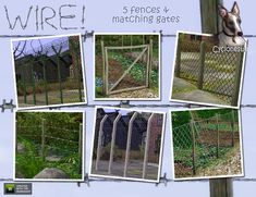 four pictures of fences and matching gates for dogs