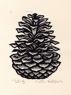 a black and white drawing of a pineapple