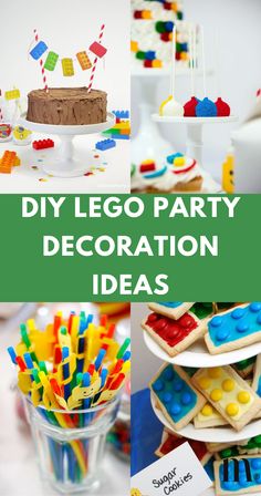 lego party decoration ideas with text overlay