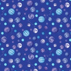 an image of planets and stars on a blue background