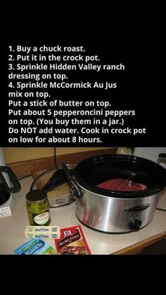 the instructions for how to make an easy crock pot recipe with ingredients in it