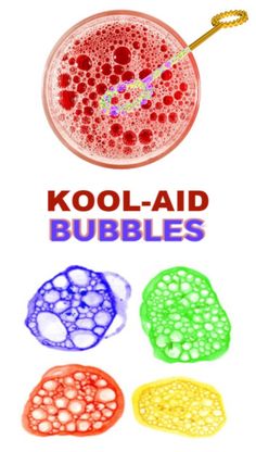 kool - aid bubbles with four different colors in the bottom and one on top