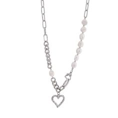 Product information: Color: heart-shaped necklace Freshwater Pearl [gold] Pendant material: Alloy Chain style: Regular chain Material: Alloy Shape: heart shape Popular elements: Love/heart Style: sweet and cool Packing list: Necklace *1 Product Image: Valentine's Day Metal Necklace With Pearl Chain, Elegant Silver Beaded Necklace With Heart Charm, Heart-shaped Pearl Necklace With Beaded Chain, Silver Heart Necklace With Pearl Chain For Valentine's Day, Silver Pearl Chain Necklace For Valentine's Day, Silver Necklace With Pearl Chain For Valentine's Day, Valentine's Day Silver Necklace With Pearl Chain, Silver Heart Necklace With Pearl Chain, Silver Heart-shaped Pearl Chain Necklace