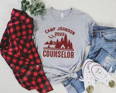 Custom Camp Counselor Shirt,Personalized Camp Counselor Shirt,Camping shirts for Family Friends,Summer Camp Shirts Camping Trip,Matching FREE SHIPPING All items are made to order and there are no returns on merchandise. Please be sure to double check your order before placement, and see sizing chart and size recommendations to find the best fit for you! The Unisex Bella + Canvas 3001 is a soft, light t-shirt with a little stretch and a flattering look for both men and women. Solid colors are 100 Summer Camp Shirts, Camp Nightwing, Scary Movie Shirts, Counselor Shirt, Camp Shirts, Family Reunion Shirts, Camping Shirts, Horror Movie Shirts, Reunion Shirts