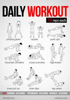 the daily workout poster shows how to do exercises for men and women, with instructions