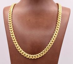 "9mm Miami Cuban Chain Necklace Solid Yellow Gold Clad Silver Box Lock 925 Italy * Metal : Real Sterling Silver (Properly Stamped, Italy 925) * Condition : Brand New * Finish : Polished * Avg Weight : 151.00 grams (32\" Version) * Length : Selectable * Width : 9mm = 3/8\" * Clasp/Bail : Box Clasp All of our items are brand new and are shipped with a gift box." Golden Rings, Cuban Chain Necklace, Expensive Jewelry Luxury, Golden Chain, Miami Cuban, Golden Ring, Rings Diamond, Expensive Jewelry, Jewelry Rings Diamond