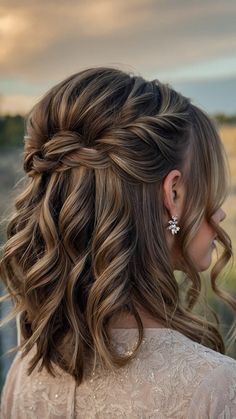 10 Gorgeous Prom Hairstyles for Long Hair Updo Wedding Hairstyles For Short Hair, Half Up For Medium Length Hair Weddings, Half Up Hair For Wedding Guest, Hair Do For Wedding Guest Medium Length, Short Wedding Hair Half Up, Medium Hair Wedding Styles Half Up, Medium Length Dark Brown Wedding Hair, Wedding Hairstyles Medium Hair Half Up, Bridesmaid Hair Half Up Medium Length