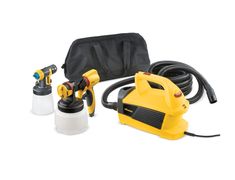 two sprayers and a bag on a white background