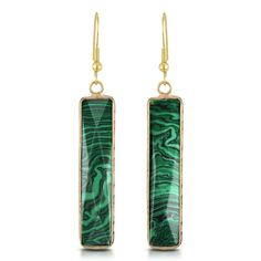 PRICES MAY VARY. Material: Gold-Plated Over Sterling Silver | Trademark: Stamped 925 (on hooks) Stone: Malachite | Color: Green | Finish: Shiny, Polished | Style: Trendy, Daily, Vintage, Rectangular, Bar Overall Measurements: 9 mm (0.35 in) wide x 63 mm (2.48 in) long including hook | Weight: 7 grams Earring Type: Pierced Dangle | Closure: Fish Hooks Item comes with original AERAVIDA jewelry packaging card. Perfect for gift giving to someone special or keep for yourself! Add a beautiful geometri Bohemian Rectangular Earrings With Ear Wire, Bohemian Rectangular Ear Wire Earrings, Bohemian Brass Rectangular Jewelry, Green Bohemian Rectangular Earrings, Green Rectangular Bohemian Earrings, Rectangular Brass Earrings, Nickel-free Brass Rectangular Earrings, Nickel-free Rectangular Brass Earrings, Green Rectangular Earrings