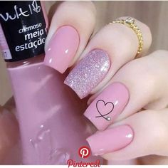 ARTE COM QUIANE - Paps e Moldes de Artesanato : 20 inspirações de Unhas Decoradas combinação Rosa e Cinza Unghie Sfumate, Up Nails, Nails Pretty, Valentine Nail Art, Valentine Nails, Heart Nail, Nail Designs Valentines, Nail Art Designs Videos