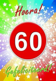 a happy 60th birthday card with the number sixty on it and stars in the background