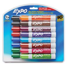 expo marker pens with assorted colors in the package