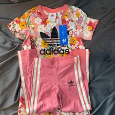 Adidas Little Girl Tee Dress Set; Brand New With Tags Never Worn ; Too Small For My Daughter Offers Are Available Pink Floral Print Playwear Sets, Pink Floral Print Sets For Playwear, Playful Pink Short Sleeve Sets, Casual Adidas Sets For Spring, Pink Adidas Cotton Set, Adidas Pink Playwear Sets, Adidas Pink Cotton Sets, Pink Cotton Adidas Sets, Playful Pink Spring Sets