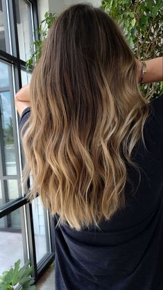 Low Balayage Hair, Low Balyage Long Hair, Balayage In Ponytail, Dark Brown Hair Ombre Blonde, Balayage Brown Hair To Blonde, Brown Ombre Balayage Hair, Bolyoge Hair Balayage Dark Brown To Blonde, Brunnet Hair With Blonde Balayage, Dark Brown To Blonde Ombre Hair