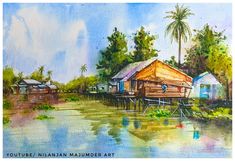 #watercolor #watercolorpainting #nilanjanmajumderart Indian Village, Pencil, Drawings