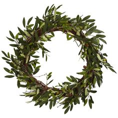 4773 Decor/Faux Florals/Wreaths & Garlands Olive Branch Wreath, Farmhouse Style Wreath, Olive Wreath, Boxwood Wreath, Artificial Wreath, Wreaths & Garlands, Leaf Wreath, Olive Leaf, Nearly Natural