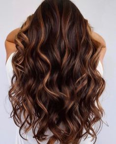 Chocolate Balayage with Copper Streaks Copper Streaks, Caramel Brown Hair Color, Chocolate Balayage, Caramel Brown Hair, Balayage Long Hair, Highlights For Dark Brown Hair, Balayage Hair Dark, Balayage Blonde, Dark Hair With Highlights