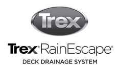 the logo for trex rain escape and deck drainage system, which is also used by other companies