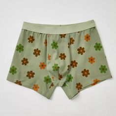 Nwt Uo - Urban Outfitters Boxer Briefs Color: ‘Doodle Floral Icon’ Design - Green / Brown Size: Large (36”-38”) Material (Body): 95% Cotton, 5% Spandex Fitted Cotton Stretch Boxer Shorts Topped With An Allover Doodle Pattern. Finished With A Solid Color Elastic Stretch Waistband. Features: - Doodle Icon Boxer Briefs - Stretch Elastic Waistband - Fitted Silhouette Casual Green Boxer Briefs For Loungewear, Casual Green Cotton Boxer Briefs, Cool Boxers, Boxers Aesthetic, Boxer Pattern, Boxers Design, Doodle Floral, Cute Boxers, Doodle Icon