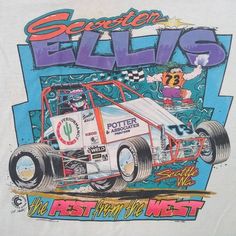 For sale is a vintage Sprint Car T shirt.  This shirt is in decent condition with some discoloration and signs of wear.  Single stitched sleeves, double sided print, awesome detailed graphics.  Fruit of the Loom, 100% Cotton, Large, made in USA.  Thanks!pit to pit: 21   down the back: 29.5 Skater Graffiti, Sprint Car Racing, Punk Poster, Sprint Car, Car T Shirt, Brand Ideas, Car Shirts, Retro Advertising, Sprint Cars