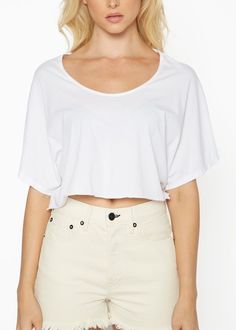 Slouch Wide Scoop Neck Cropped Tee In Vintage White - Noend Denim Cotton Crop Top, Jersey Style, Loose Tees, Scoop Neck Tee, Cropped Tee, Womens Basic, Crop Tee, Vintage Tees, White Vintage