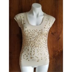 New With Tags. New York & Company Nude With Gold Sequence Top. Fitted. Scoop Neckline. Fitted Gold Cotton Top, Trendy Gold Top For Spring, Trendy Gold Tops For Spring, Gold Stretch Tops For Summer, Stretch Gold Tops For Summer, Sequence Top, Beautiful Tshirts, Silver Sequin Top, Shirt Style Tops