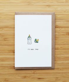 a card with a baby bottle on it