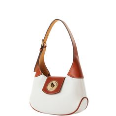 An Elevated Everyday  Featuring traditionally tanned pebble leather and an exciting new jewelry grade closure, this look is simply stunning. Monogram Pendant, Tan Cowhide, Hobo Bags, Handbags Tote, Black Polish, Leather Handbags Tote, Credit Card Wallet, Dooney And Bourke, New Jewelry