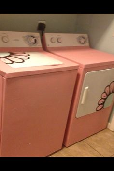 two pink washers sitting next to each other