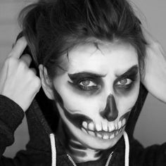 skeleton face paint - Google Search Diy Skeleton Costume, Diy Halloween Costumes For Adults, Black And White Face Paint, Face Paint Halloween, Skeleton Makeup Tutorial, Diy Skeleton, Skull Makeup Tutorial, Halloween Costumes For Adults, Awesome Costumes