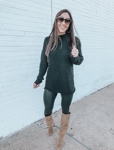 What To Wear With Leggings + 14 Easy Outfit Ideas | Fit Mommy In Heels Booties Work Outfit, Faux Leggings Outfit, Hoodie With Leggings, Faux Leggings