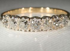 Antique Victorian 7 Stone Diamond Ring in 18k Gold and Silver c. 1860 Stone Diamond Ring, Victorian Gothic, Antique Jewellery, Exquisite Jewelry, Antique Victorian, Gold And Silver, Diamond Bracelet, Jewelry Pieces, Diamond Ring