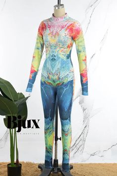 Bjux - Urban Chic Patchwork Half-Zip Skinny Jumpsuit with Turtleneck Multicolor Stretch Long Sleeve Jumpsuits, Stretch Multicolor Printed Jumpsuits And Rompers, Multicolor Stretch Printed Jumpsuits And Rompers, Multicolor Printed Stretch Jumpsuits And Rompers, Multicolor Long Sleeve Stretch Bodysuit, Fitted Multicolor Printed Jumpsuits And Rompers, Spring Multicolor Stretch Bodysuit, Fitted Multicolor Bodysuit For Spring, Spring Multicolor Fitted Bodysuit