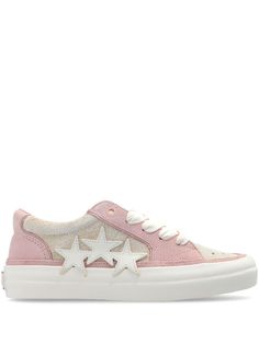 baby pink/beige/white calf leather nubuck leather panelled design star patch detail logo patch at the tongue perforated toebox round toe front lace-up fastening branded insole flat rubber sole Pink Star Amiri Shoes Outfit, Pink Leather Sneakers With Speckled Midsole, Trendy Pink Suede Sneakers, Pink High-top Leather Skate Shoes, Pink Leather Sneakers With Logo, Casual Leather Sneakers With Star Patch, Sporty White Sneakers With Star Patch, White Sporty Sneakers With Star Patch, Pink Leather Sneakers With Perforations