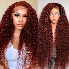 360 HD Lace Frontal Wig Reddish Brown 13x4 Deep Curly Lace Front Wig Copper Red Deep Curly Human Hair Wig 4x4 5x5 HD Closure Wig Deep Curly Lace Front Wig, Reddish Brown Hair, Hd Lace Frontal, Copper Red, Human Hair Wig