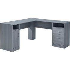 an l - shaped desk with two drawers on each side