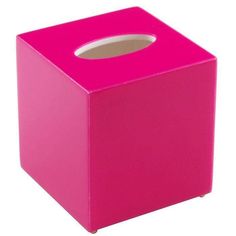 a pink tissue dispenser on a white background