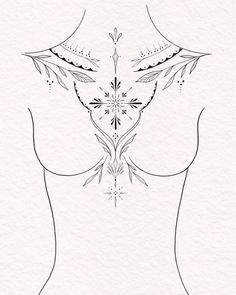 the back of a woman's body with flowers and leaves drawn on her chest