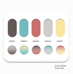 the color palette for pastel mix is shown with different shades and colors on it