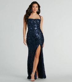 Shimmer like never before in the Moira sequin formal dress that brings glamorous sparkle to charity auctions, black tie galas, and dances! Turn heads in her flattering sleeveless cowl neckline, lace-up open back, mermaid silhouette, high front slit , floor-length hem. Knit Dress Pattern, Prom Inspo, Vintage Boho Dress, Sequin Formal Dress, Mermaid Sequin, Wear To Work Dress, Off Shoulder Dresses, Zebra Dress, Scroll Pattern