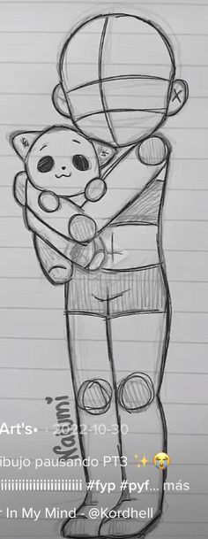 a drawing of a person holding a teddy bear in their arms with the caption art's