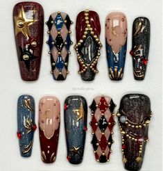 Circus Nails, A Very Hungry Caterpillar, Themed Nails, Gothic Nails, Goth Nails, Grunge Nails, Bling Acrylic Nails, Very Hungry