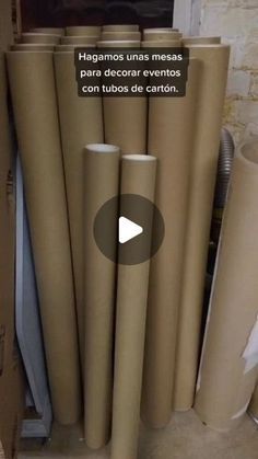 several rolls of brown paper sitting next to each other