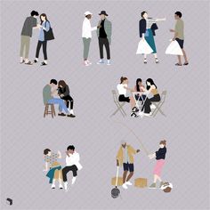 Flat Vector Groups 5 - Toffu Co Collage People, Vector Illustration People, Human Scale, Architectural Presentation, Scale Figures, Affinity Photo