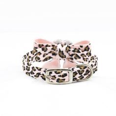 a pink and black leopard print dog collar