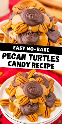 an easy no bake pecan turtles candy recipe