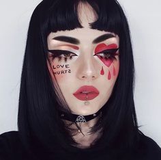 Goth Aesthetic Makeup, Rock Your Hair, Summer Makeup Trends, Creepy Makeup, Bright Eye Makeup, Halloween Makeup Inspiration, Red Makeup, Dark Makeup