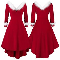 Women Festival Christmas Santa Costume - bump, baby and beyond Santa Costume, Womens Christmas, Red Midi, Winter Dress, Christmas Plush, Women Christmas, Xmas Party, Christmas Dress, White Trim